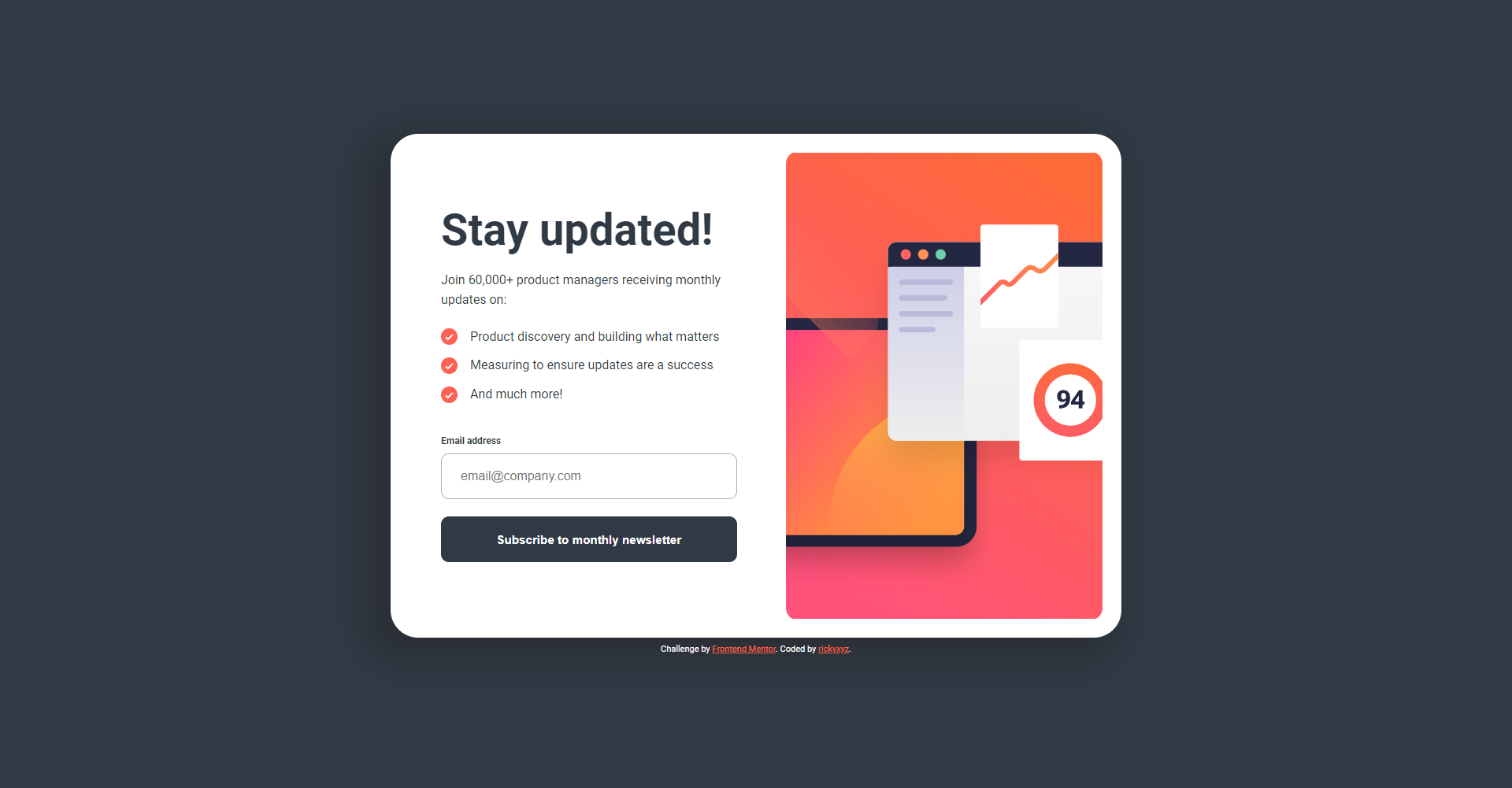 Newsletter Sign Up With Success Message Main