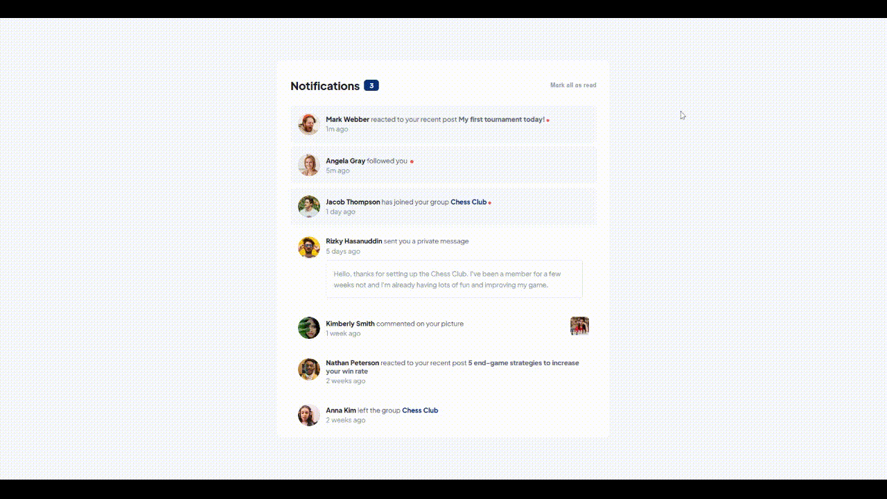 Notifications Page Main