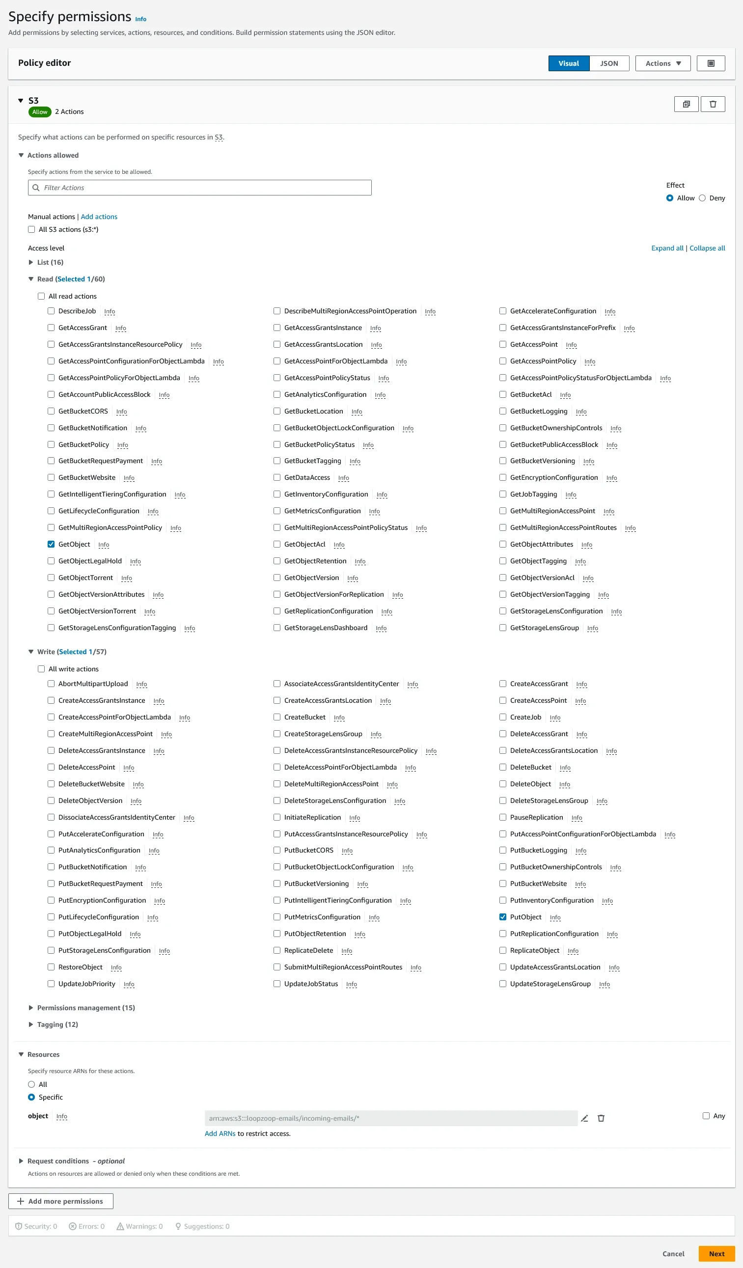 AWS IAM S3 permissions