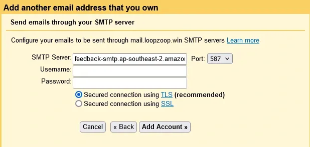 Gmail new smtp credential